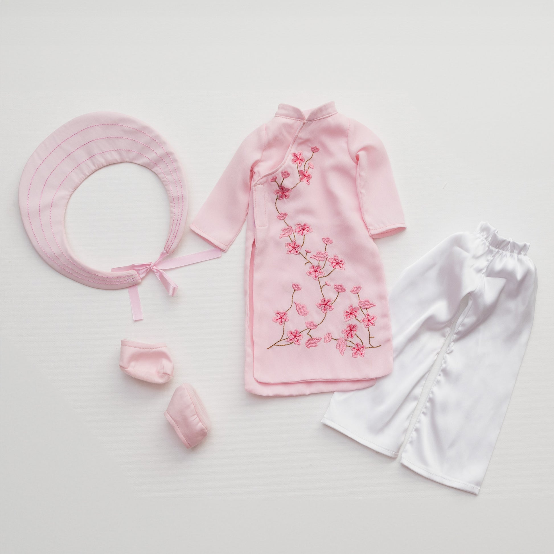 Joeydolls Vietnamese 'Thuong' Doll Outfit - Áo Dài & Khăn Đống Set