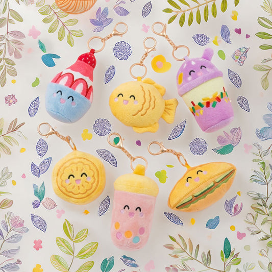 Food Pals Cultural Treats – 6-Pack Plush Bag Charm Bundle