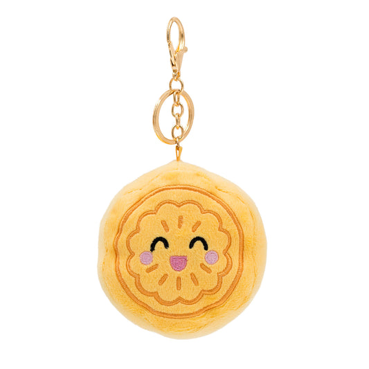 Soft plush Chinese mooncake keychain with smiling face