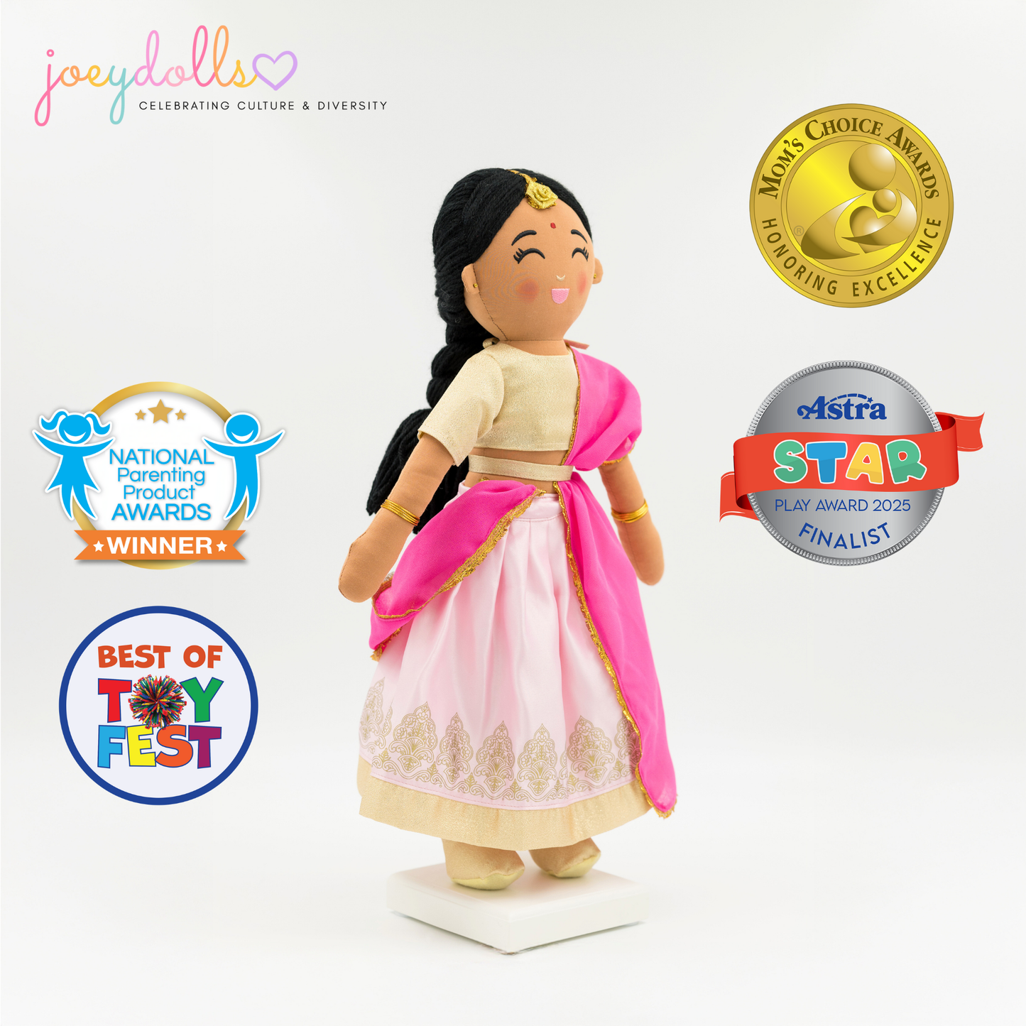 Indian Doll Priya - 18" Cultural Plush in Gold Lehenga