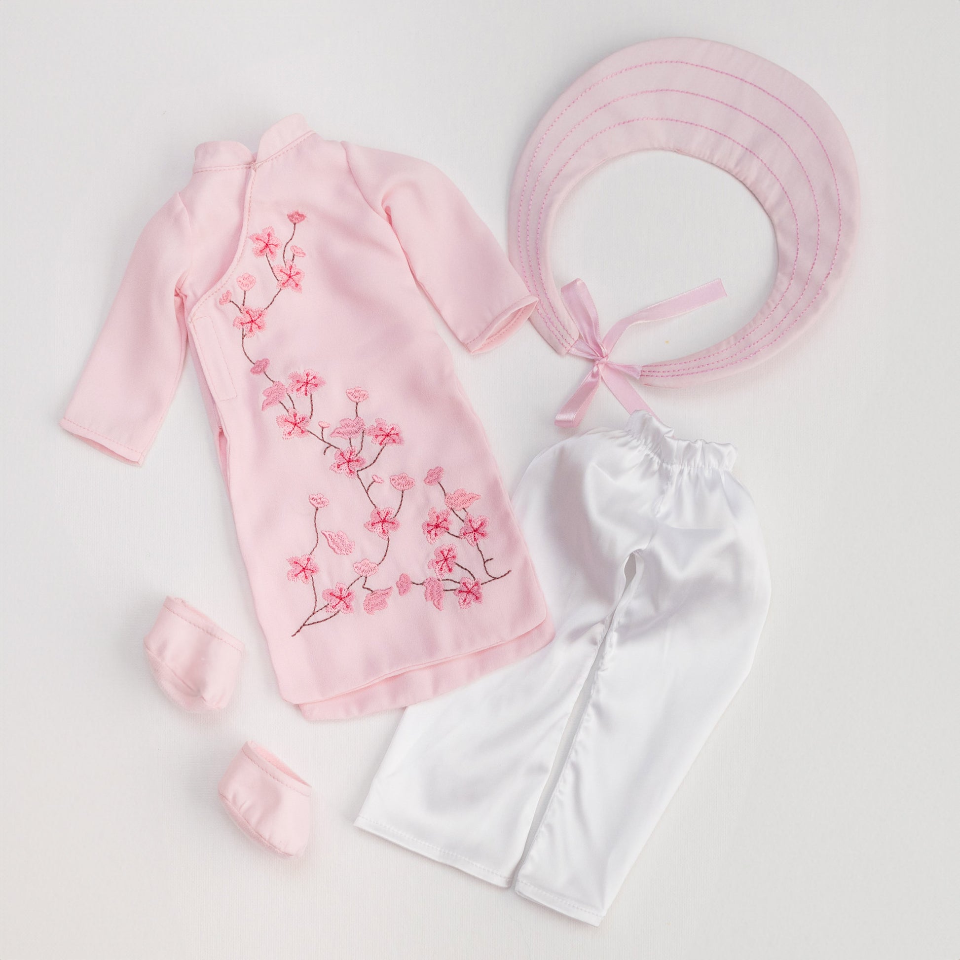 Joeydolls Vietnamese 'Thuong' Doll Outfit - Áo Dài & Khăn Đống Set