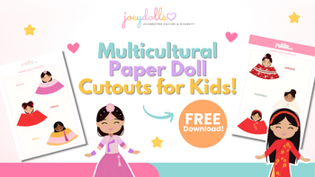 Free printable multicultural paper doll cutouts featuring Asian character designs.