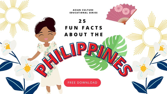 Illustrated educational download cover featuring the title "25 Fun Facts About the Philippines" with a Filipina girl character and cultural icons - part of the Asian Culture Educational Series by Joeydolls