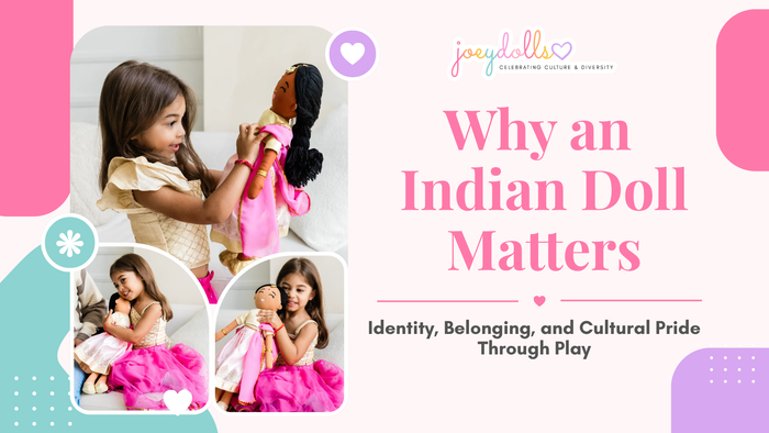 Child playing with an Indian cultural doll