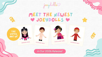 Mini Hmong, Filipino, Chinese, and Thai Dolls lined up side by side, smiling brightly in their colorful cultural outfits.