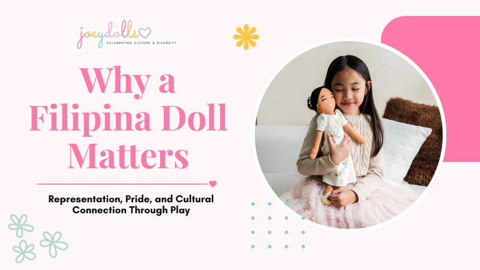 Asian girl holding a culturally diverse plush doll from Joeydolls, featured blog image about Asian doll makers and inclusive toys for kids.