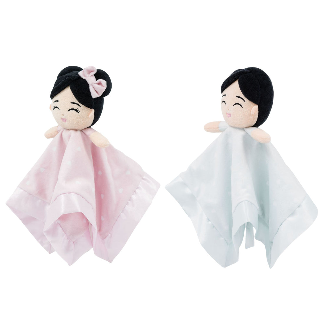 The pink Jasmine and blue Kai loveys together