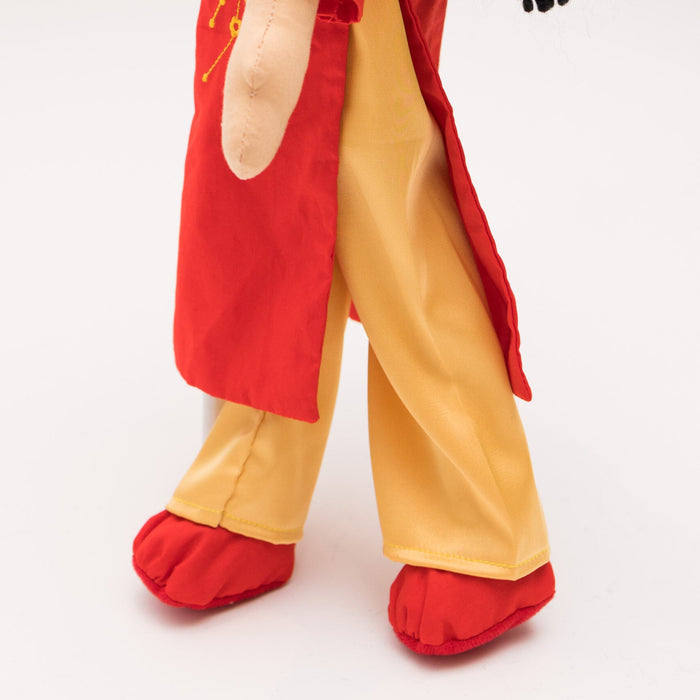 Vietnamese “Hoa” doll shoes featuring a pair of red fabric shoes designed for the 18” Hoa Signature Doll.