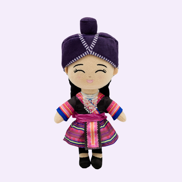 Joeydolls Maiv, a 9-inch Hmong doll with a head wrap, silver necklace and colourful skirt