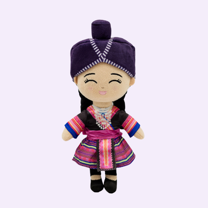 Joeydolls Maiv, a 9-inch Hmong doll with a head wrap, silver necklace and colourful skirt