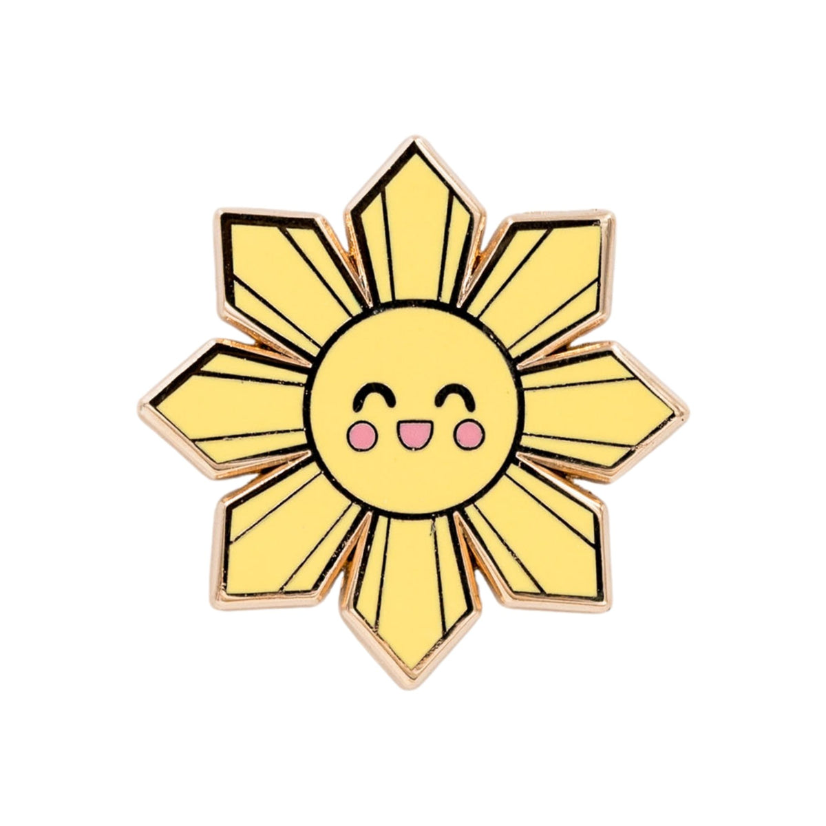 Araw Philippines sun enamel pin featuring a smiling yellow sun with pointed rays