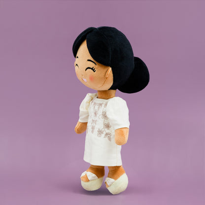 Malaya Filipina cultural mini doll in a Filipiniana dress with butterfly sleeves 