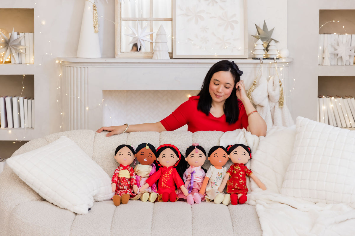 Joeydolls founder Samantha Ong with the doll collection