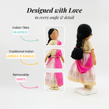 Indian Doll Priya - 18" Cultural Plush in Gold Lehenga