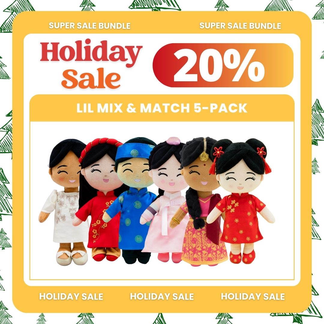 Lil mix & match 5-pack with promotional text on a festive background.
